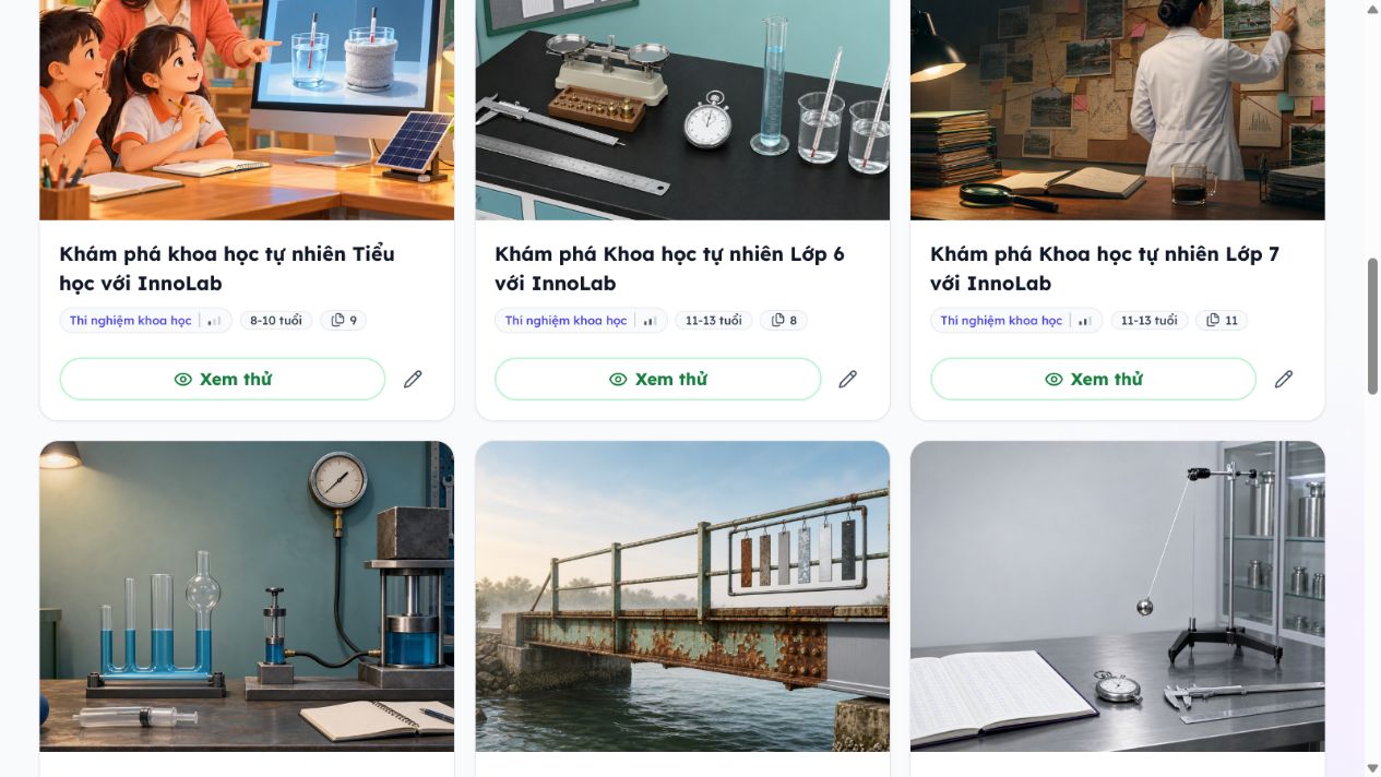 Giao diện lộ trình bài học ScienceLab trên nền tảng OpenSTEM